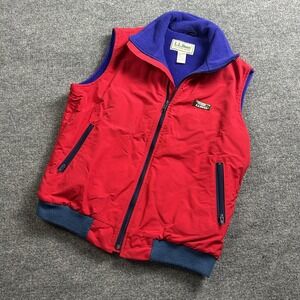 Vintage LL Bean Vest Womens Large Red Fleece Lined Nylon Made In USA Outdoor 90s